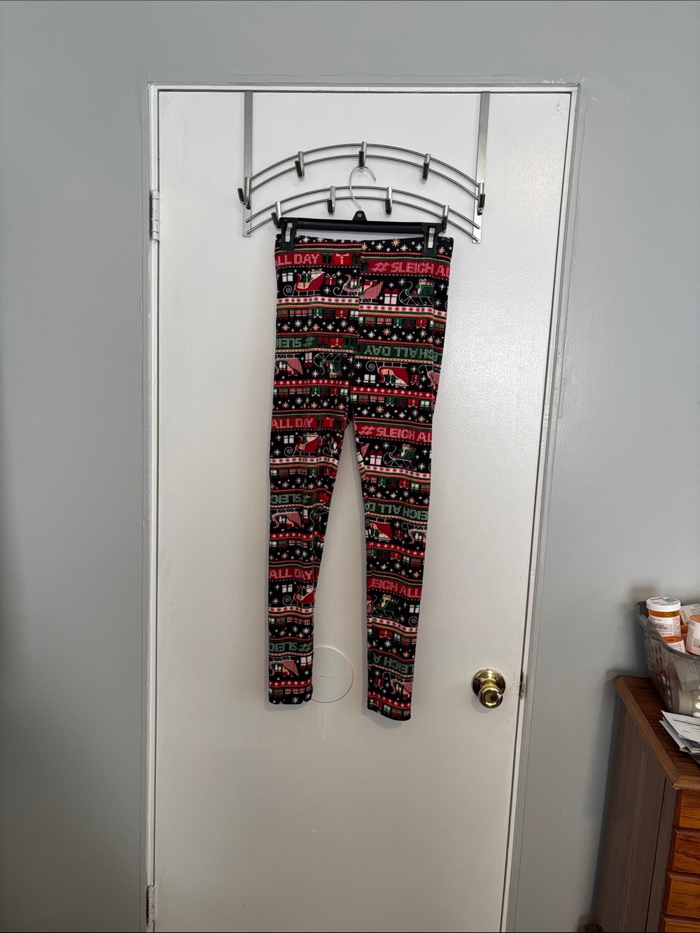 Kids Holiday Print Leggings - Red & Green